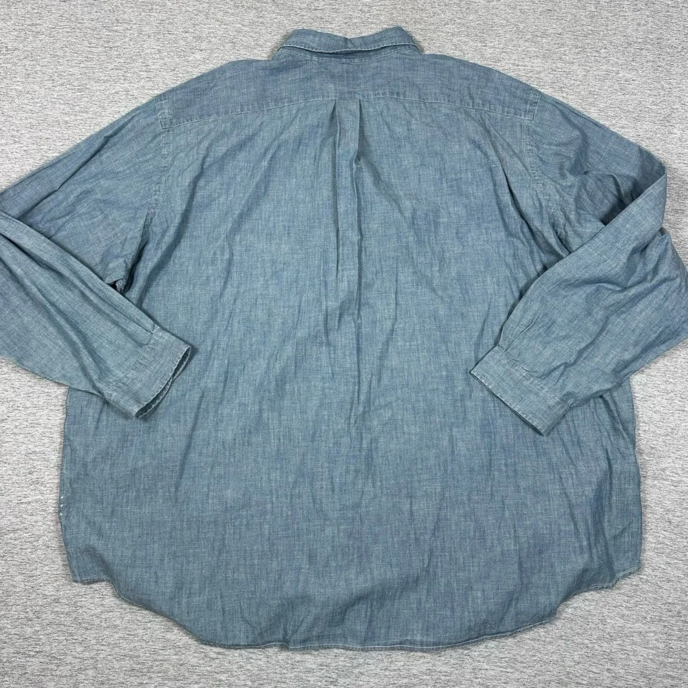 Polo Ralph Lauren Shirt Mens 4XB Blue Chambray Long Sleeve Button Down NEW